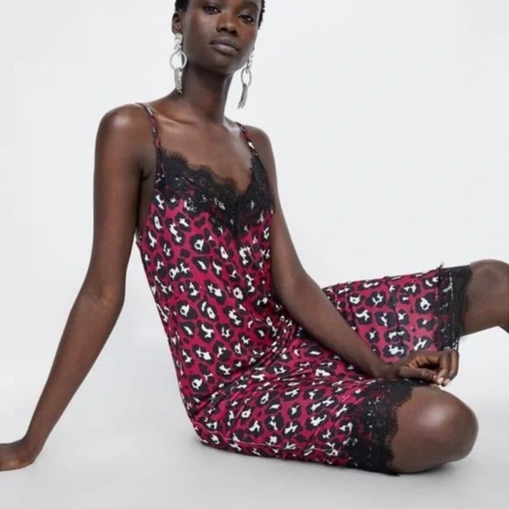 Zara Basic Leopard Cheetah Print Red And Black Ni… - image 7